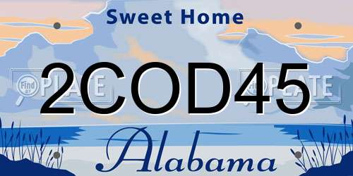 2COD45 Alabama License Plate