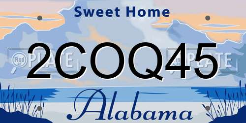 2COQ45 Alabama License Plate