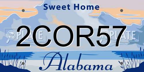 2COR57 Alabama License Plate