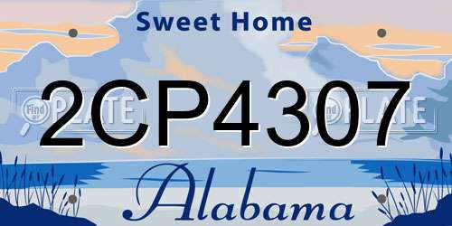 2CP4307 Alabama License Plate