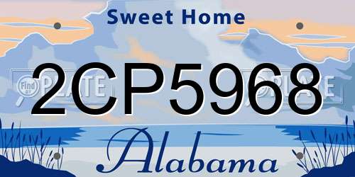 2CP5968 Alabama License Plate