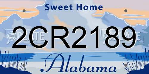 2CR2189 Alabama License Plate