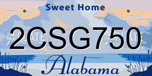 2CSG750 Alabama License Plate