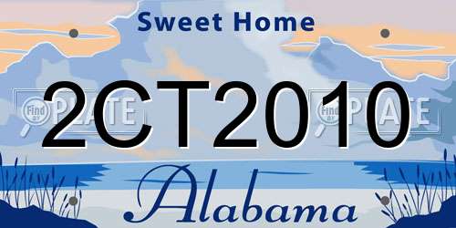 2CT2010 Alabama License Plate