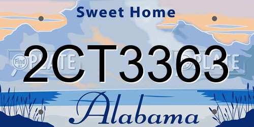 2CT3363 Alabama License Plate