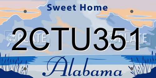2CTU351 Alabama License Plate