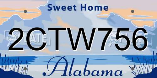 2CTW756 Alabama License Plate