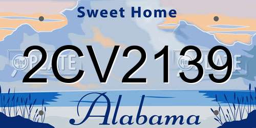 2CV2139 Alabama License Plate