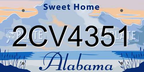 2CV4351 Alabama License Plate