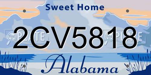 2CV5818 Alabama License Plate