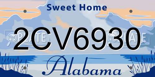 2CV6930 Alabama License Plate