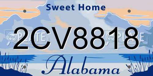 2CV8818 Alabama License Plate