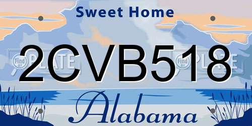 2CVB518 Alabama License Plate