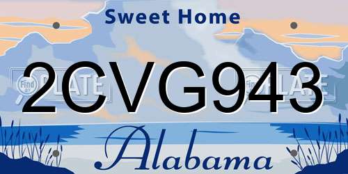 2CVG943 Alabama License Plate