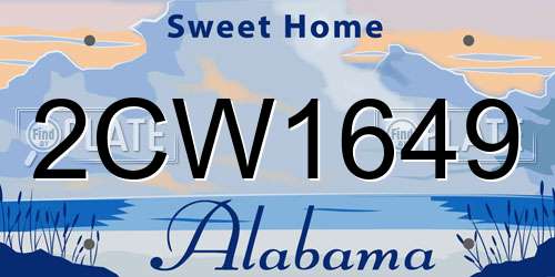 2CW1649 Alabama License Plate