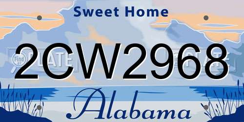 2CW2968 Alabama License Plate