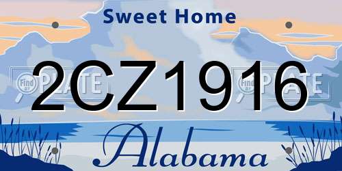 2CZ1916 Alabama License Plate