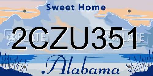 2CZU351 Alabama License Plate