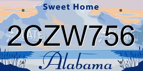 2CZW756 Alabama License Plate