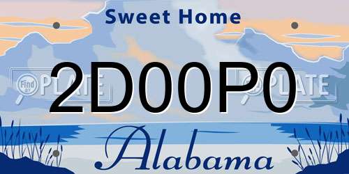 2D00P0 Alabama License Plate