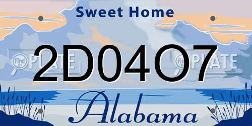 2D04O7 Alabama License Plate