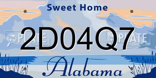 2D04Q7 Alabama License Plate