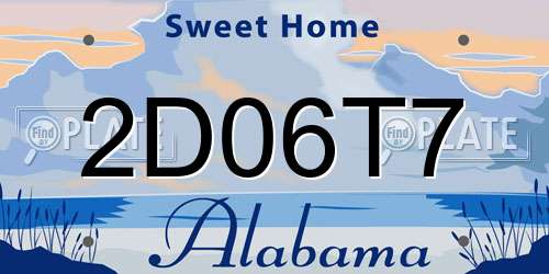 2D06T7 Alabama License Plate