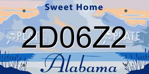 2D06Z2 Alabama License Plate