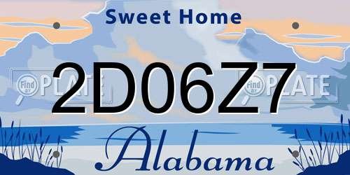 2D06Z7 Alabama License Plate