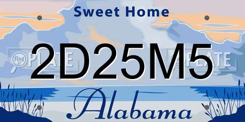 2D25M5 Alabama License Plate
