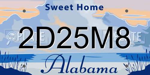2D25M8 Alabama License Plate