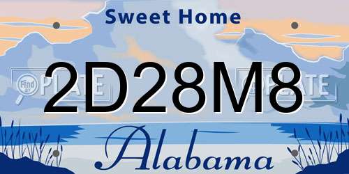 2D28M8 Alabama License Plate