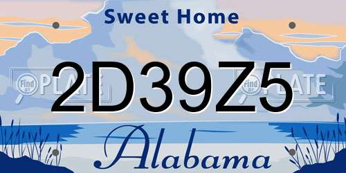 2D39Z5 Alabama License Plate