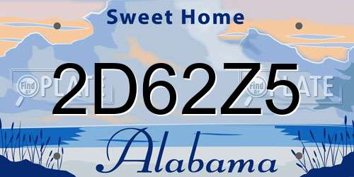 2D62Z5 Alabama License Plate