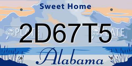 2D67T5 Alabama License Plate