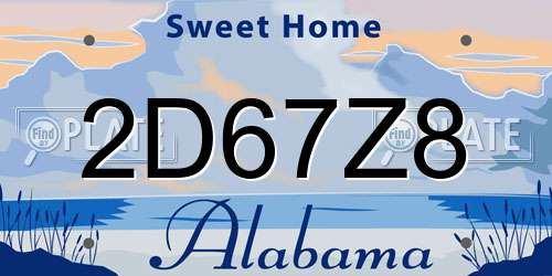 2D67Z8 Alabama License Plate
