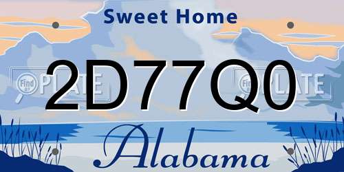 2D77Q0 Alabama License Plate