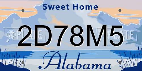 2D78M5 Alabama License Plate