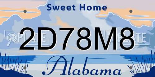 2D78M8 Alabama License Plate