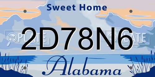 2D78N6 Alabama License Plate