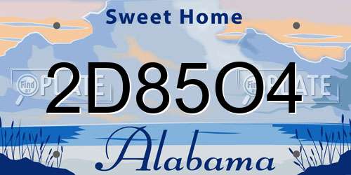 2D85O4 Alabama License Plate