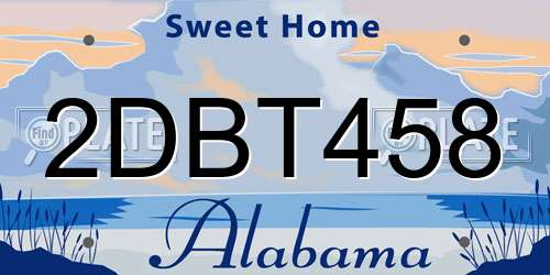 2DBT458 Alabama License Plate