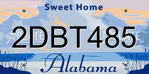 2DBT485 Alabama License Plate