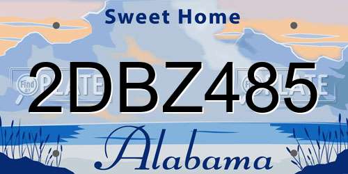 2DBZ485 Alabama License Plate