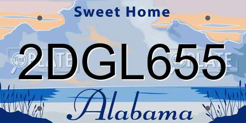 2DGL655 Alabama License Plate
