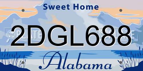 2DGL688 Alabama License Plate