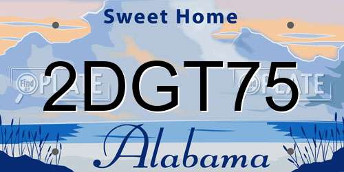 2DGT75 Alabama License Plate