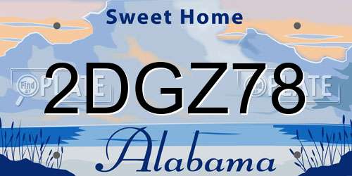 2DGZ78 Alabama License Plate