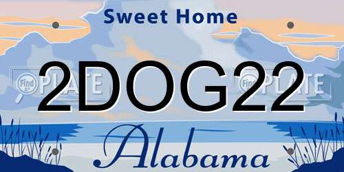 2DOG22 Alabama License Plate