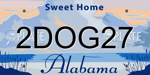 2DOG27 Alabama License Plate